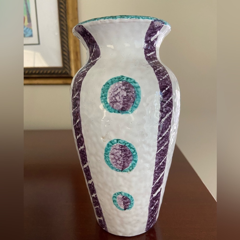 🖤 Fratelli Fanciullacci Alla Moda Vintage Italian Sgraffito Vase MCM Polka Dot